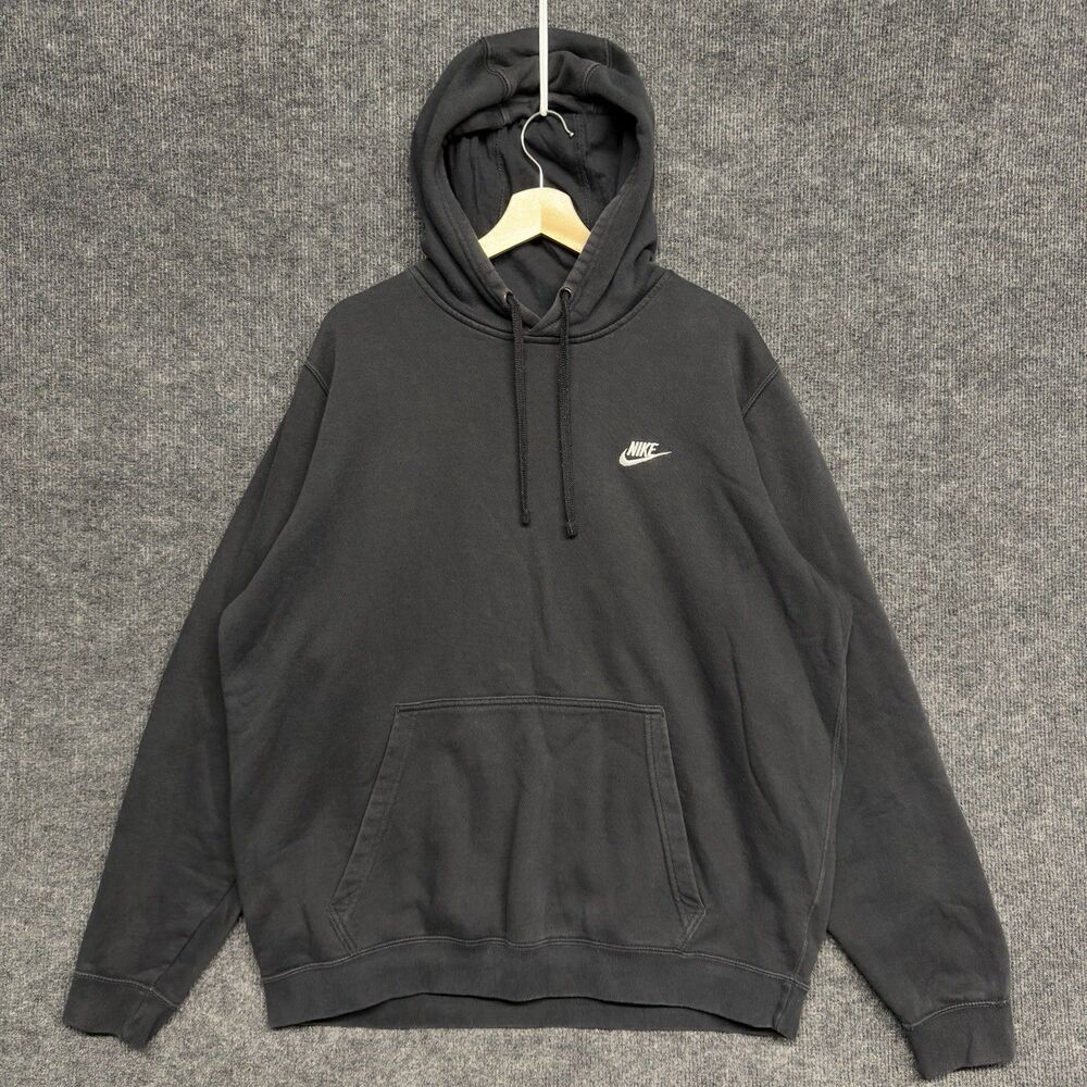 Nike Hoodie Men’s XL Black Club Fleece Pullover Swoosh Logo 804346-010